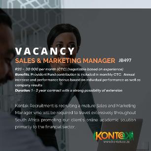 Sales and marketing manager jobs in johannesburg